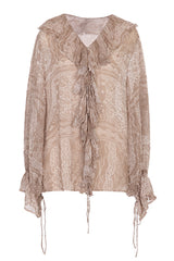 Ruffled Neck Strappy Shirt