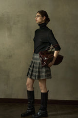 Pleated Retro Plaid Skirt
