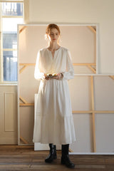 Tie-Waist Cake Hem Long Sleeve Dress