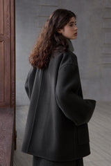 Long Scarf-Collar Two-Piece Reversible Jacket
