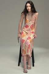Bias-Cut Bohemian Pattern Slip Dress