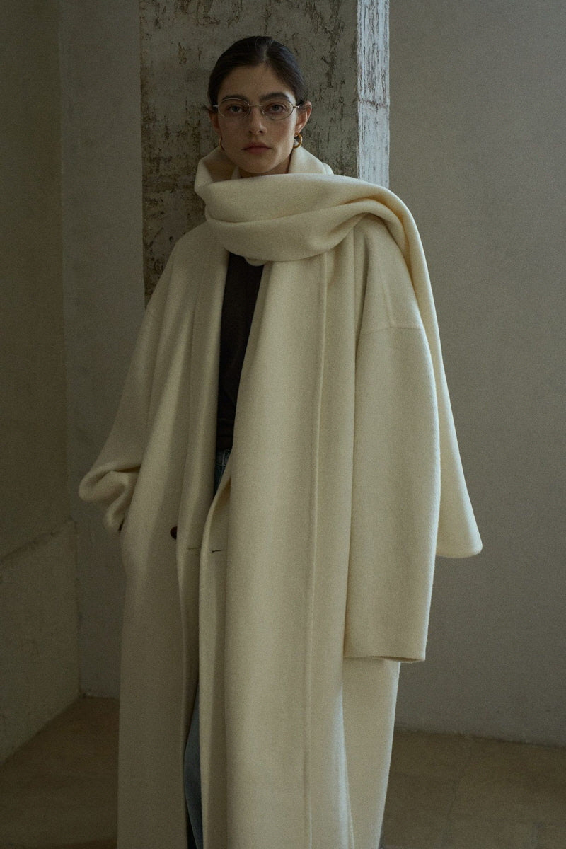 Oversized Tweed Wool Scarf