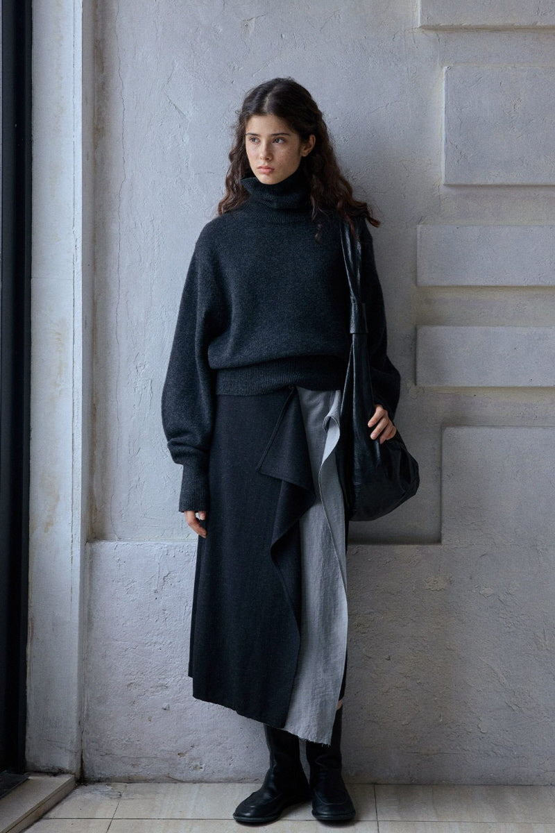 Asymmetric Layered Wrap Skirt