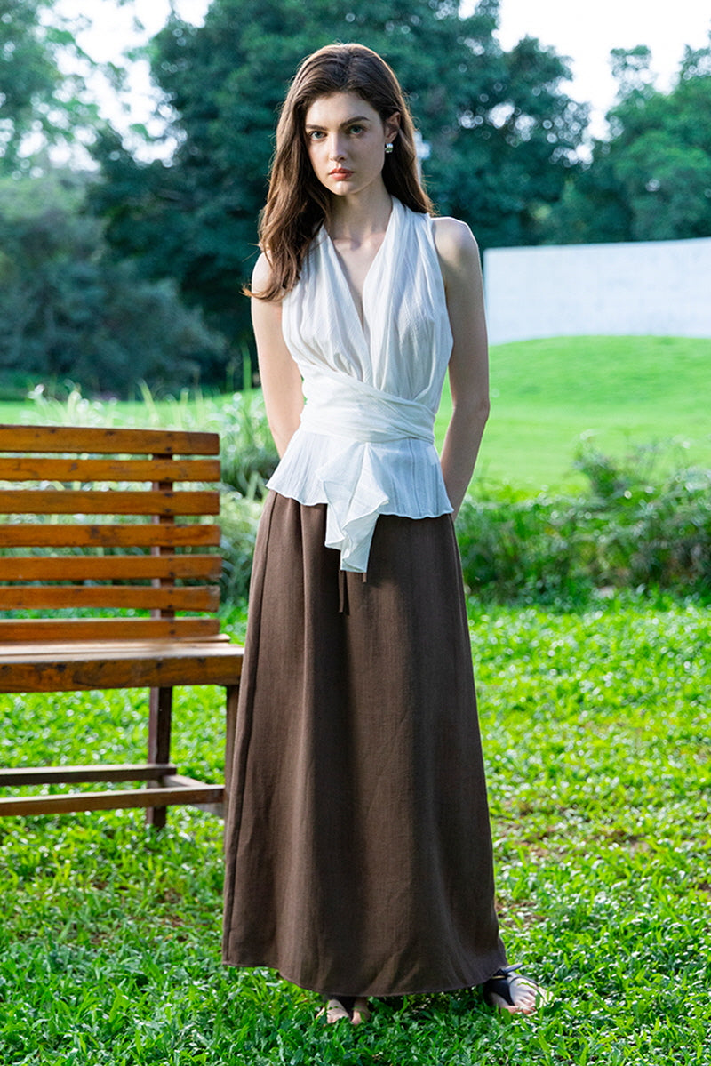 Cross-Strap Ruffled Top