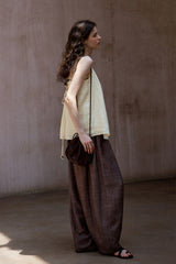 Pleated Suspender Backless Top