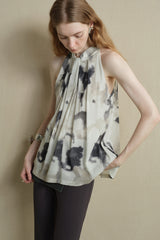Twisted Pleated Halterneck Vest