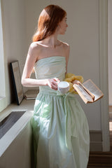 Green Irregular Tie Bow Bandeau Dress