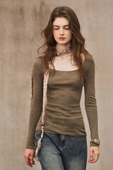 Square Neck Seamless Knit Top