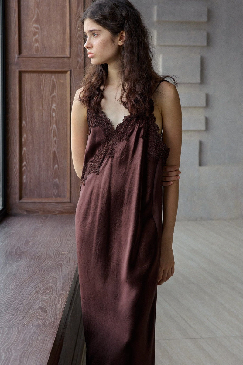 Wrinkled Lace Camisole Dress