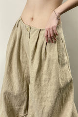Side-Pleated Loose Wide-Leg Pants