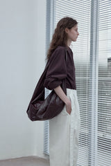 Lace-Up Pullover Bat Sleeve Shirt