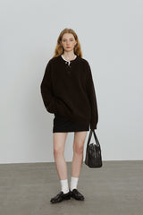 Henry Collar Cable Pullover Sweater