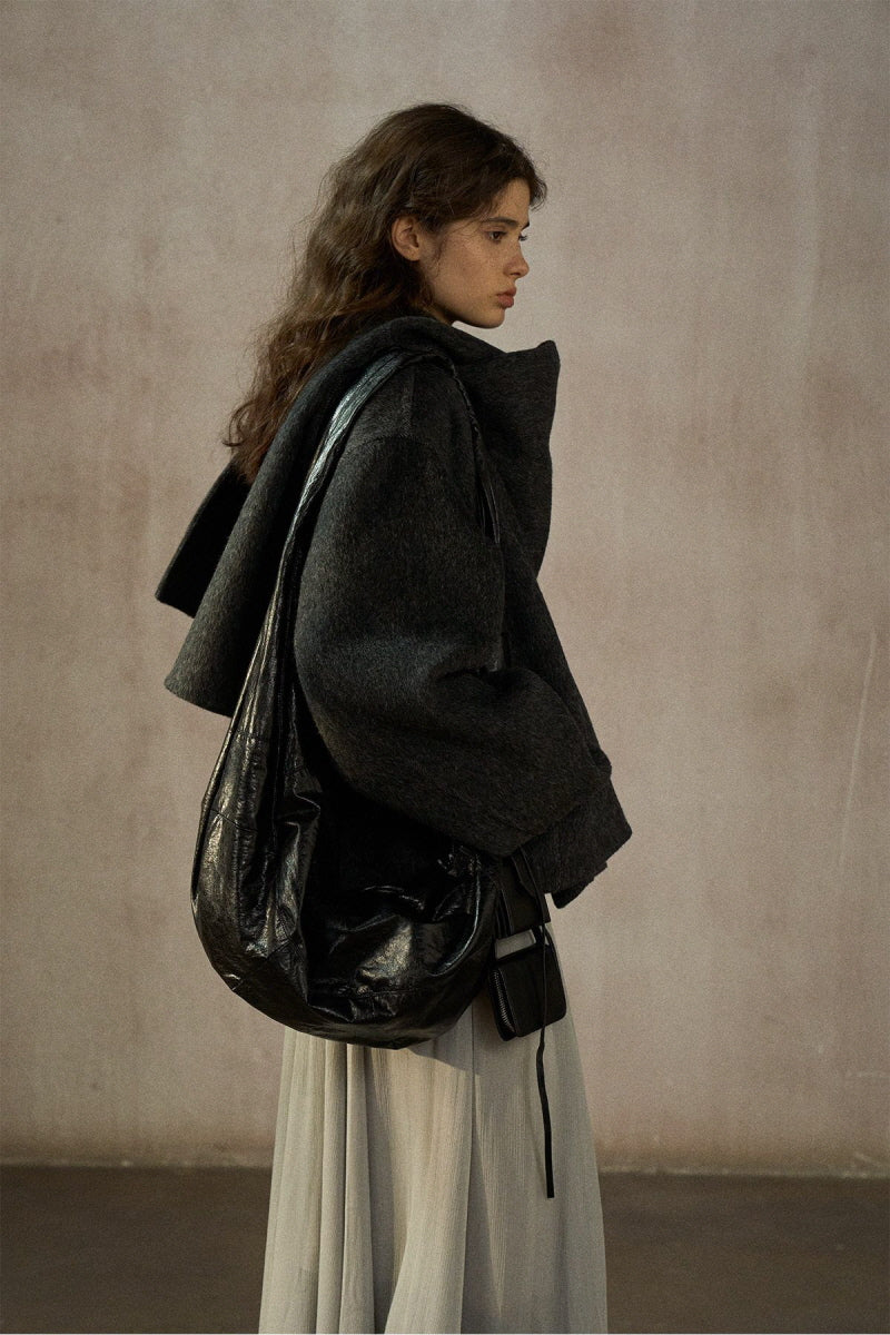 Asymmetric Scarf Collar Reversible Jacket