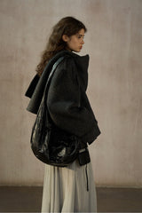 Asymmetric Scarf Collar Reversible Jacket