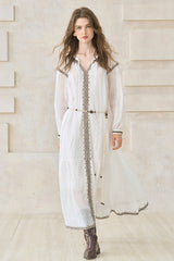 Contrast Embroidery Maxi Dress