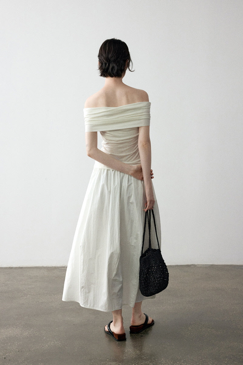 Draped Off-Shoulder Slim Top