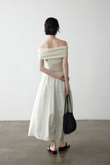 Draped Off-Shoulder Slim Top
