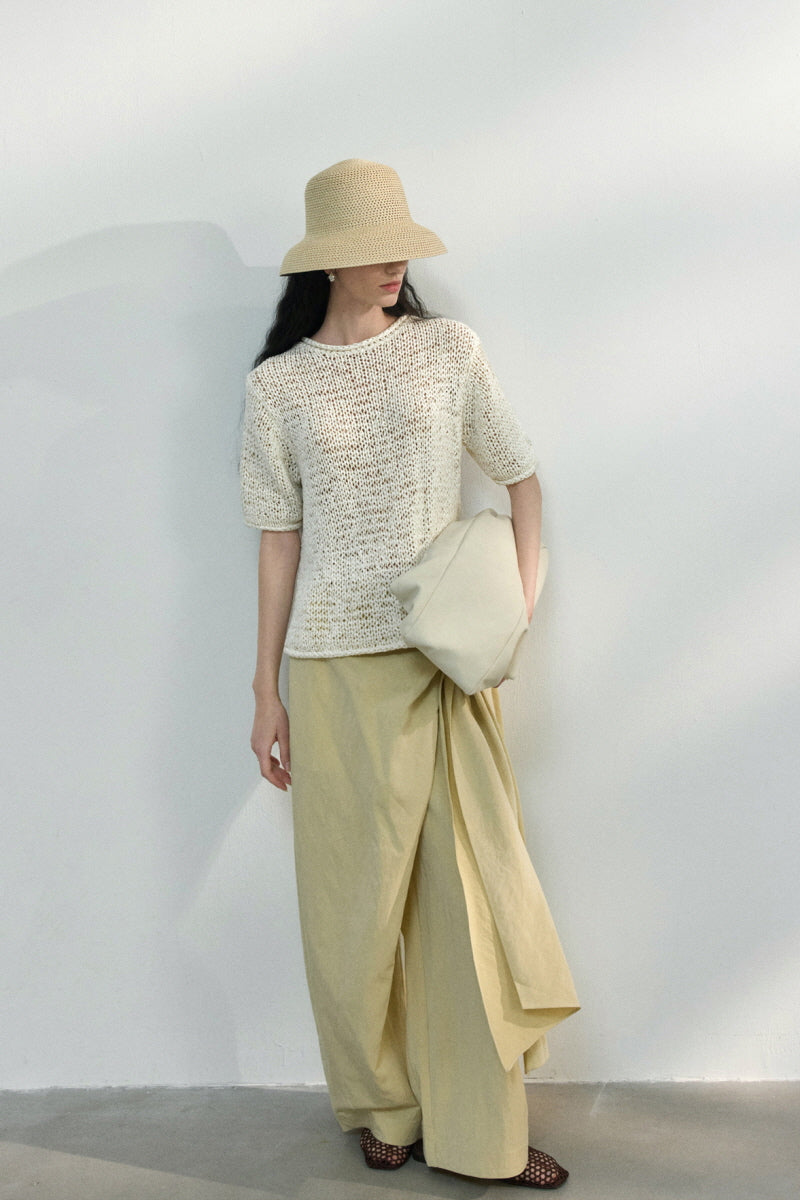 Lace-Up Wide-Leg Slacks
