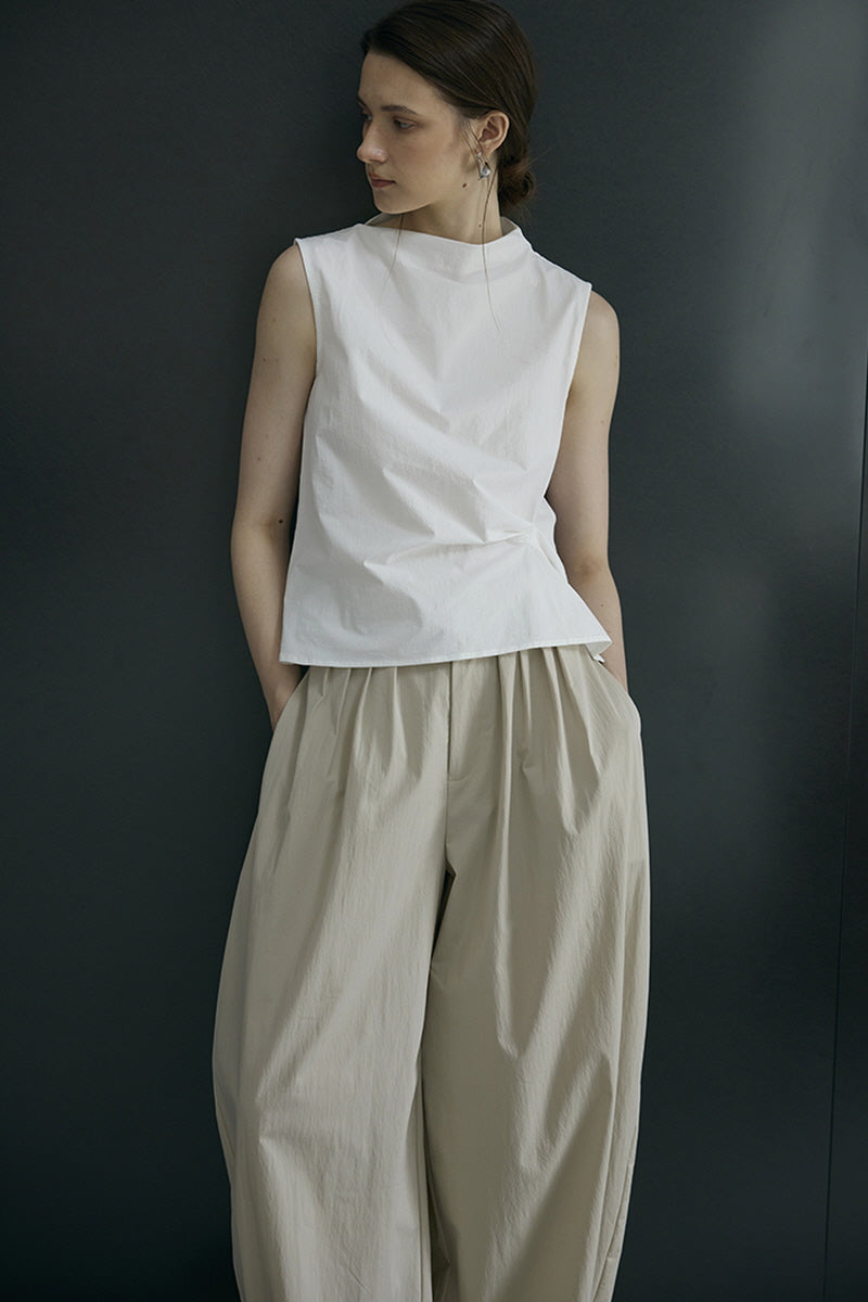 French Stand Collar Sleeveless Blouse