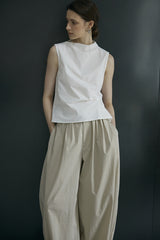 French Stand Collar Sleeveless Blouse