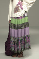 Layered Patchwork Vintage Long Skirt
