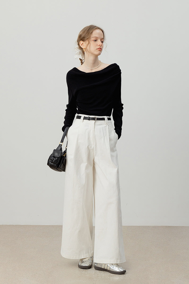 French One-Shoulder Swing Knit