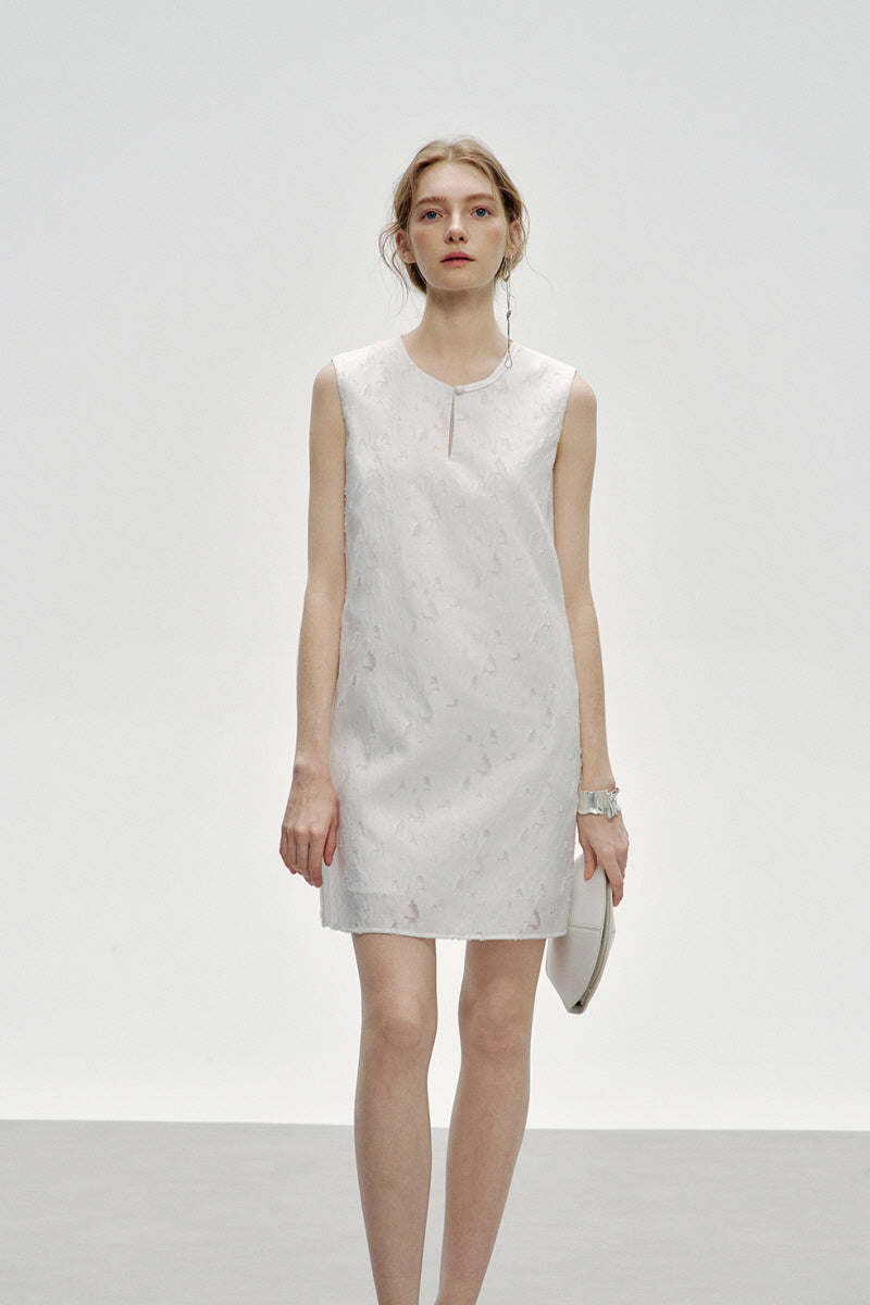 Asymmetric Jacquard Sleeveless Dress