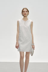 Asymmetric Jacquard Sleeveless Dress