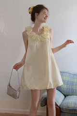 Three-Dimensional Lace Collar Puffy Dress