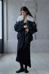 Detachable Fur Collar Bomber Jacket