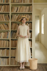 Ribbon Waist Sequin Flower Sleeveless Dress