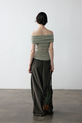 Draped Off-Shoulder Slim Top