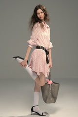 Pleated Check Flare Shirt Dress