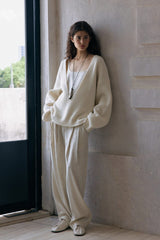 Lazy Deep V-Neck Pullover Top