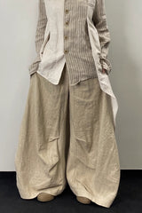 Side-Pleated Loose Wide-Leg Pants