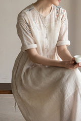 Embroidered Loose Long Dress
