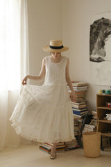 Cutout Embroidered Lace Long Dress