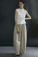 French Stand Collar Sleeveless Blouse