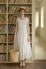 Cutout Embroidered Lace Long Dress