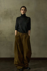 High-Waist Pleated Slacks