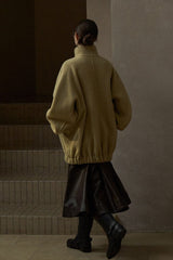 Stand-Up Collar Dropped-Shoulder Reversible Coat