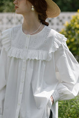 Fly Sleeve Cutout Panel Long Shirt