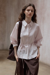 Lace-Up Pullover Bat Sleeve Shirt