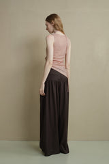 Asymmetrical Hem Pleated Streamer Halterneck Vest