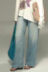 Panelled Lace Straight-Leg Jeans
