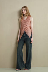 Stacked Crossover Lace-Up Vest Top