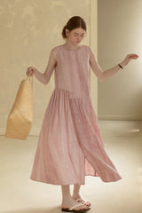 Pleated Sleeveless Flare Dress