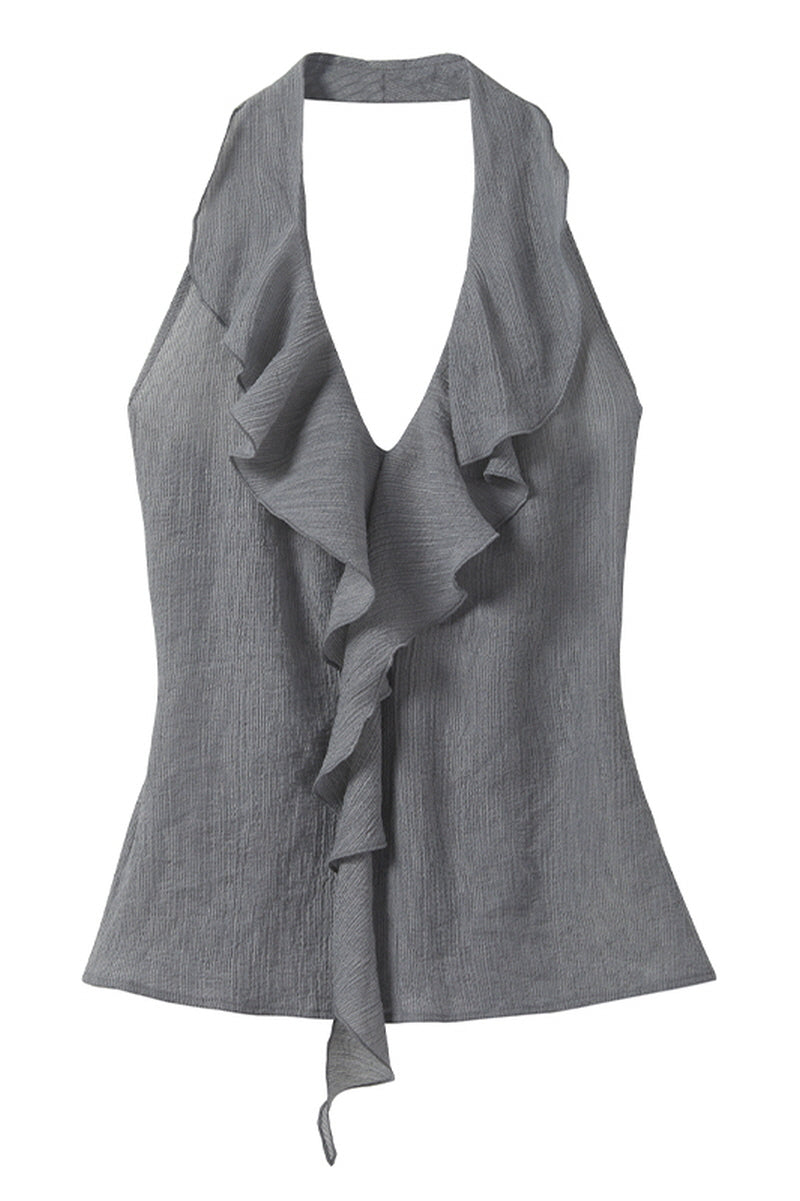 Ruffle Halterneck Backless Vest