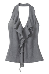Ruffle Halterneck Backless Vest
