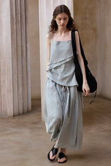 Striped Irregular Suspender Top